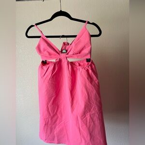 Hot pink cutout dress
